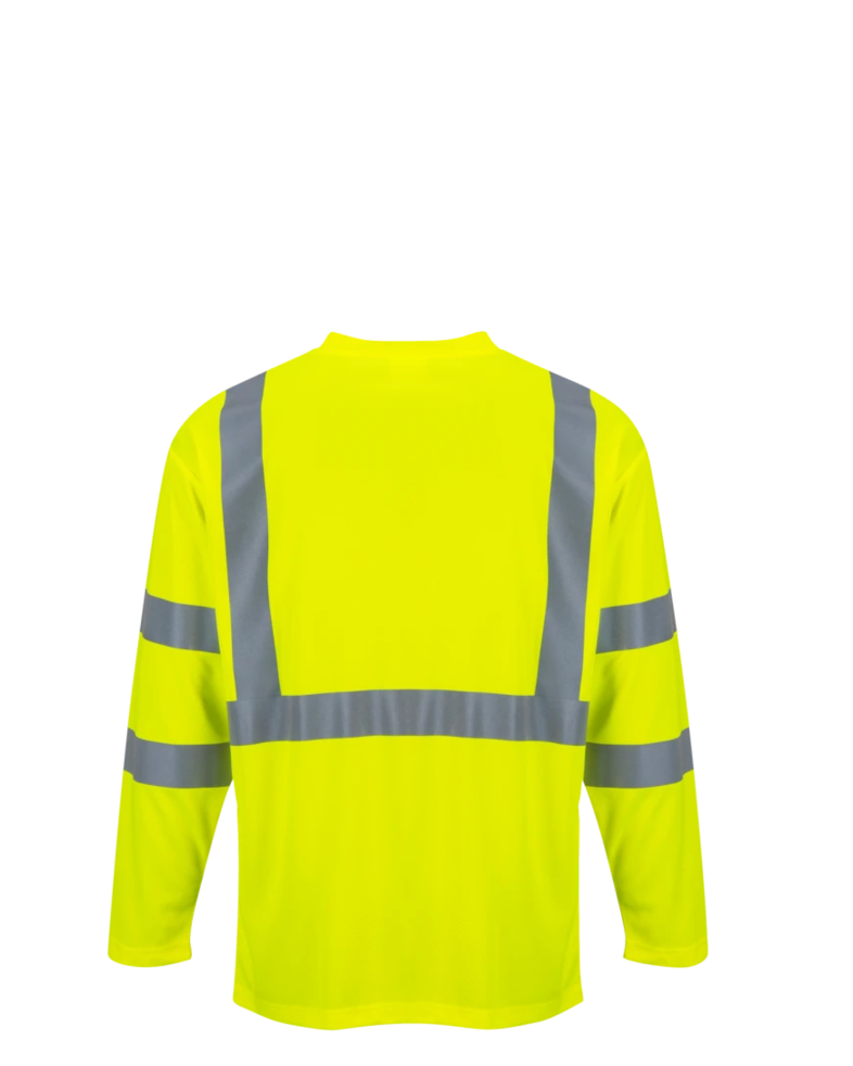 Image of a model wearing a S191 Portwest Hi-Vis Long Sleeve Pocket T-Shirt