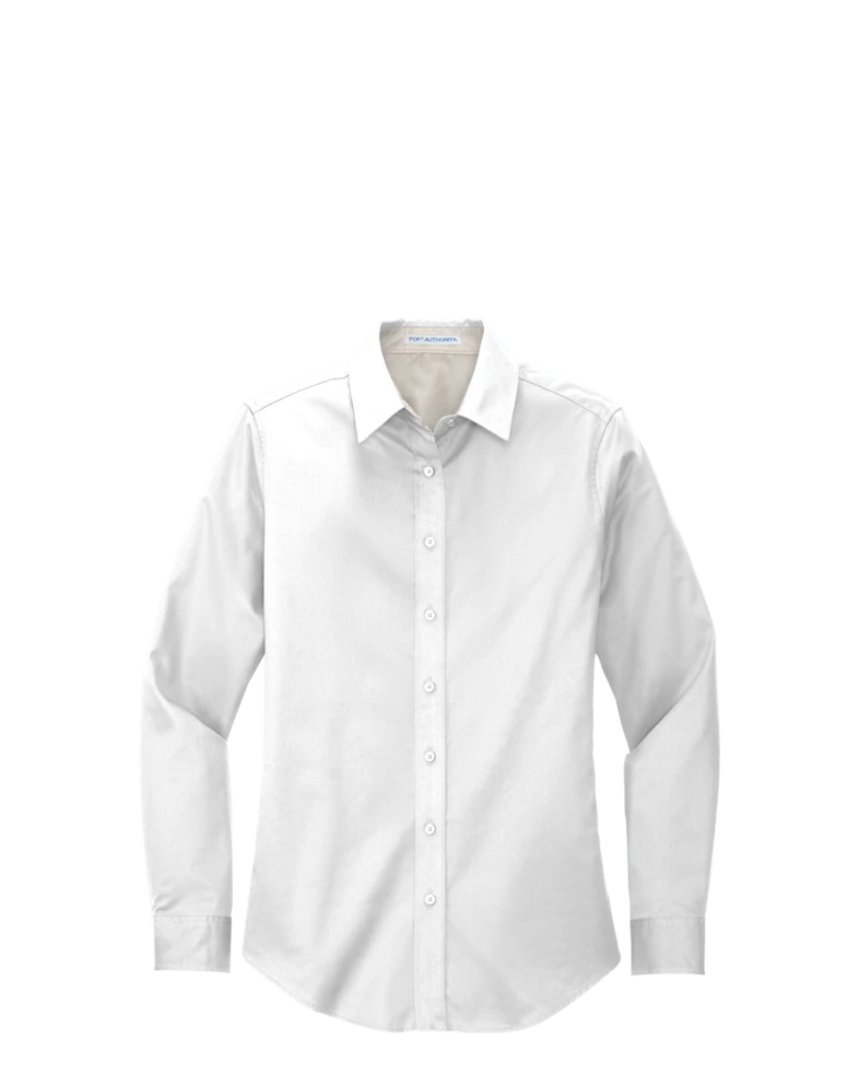 Image of a model wearing a L608 Port Authority Ladies Long Sleeve Easy Care Shirt