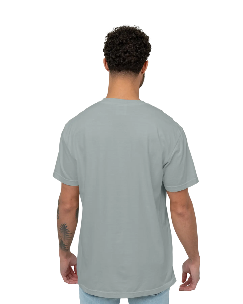 Image of a model wearing a CC1717 Comfort Colors Pigment Dyed Short Sleeve Shirt