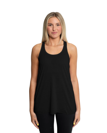 Model wearing a B8800 Bella + Canvas Ladies Flowy Racerback Tank