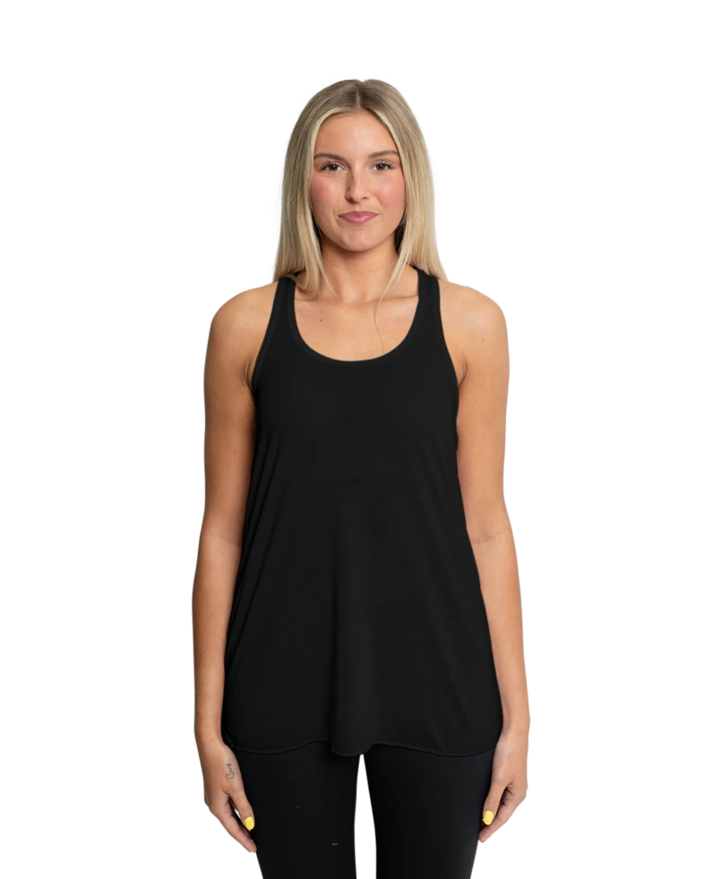 Image of a model wearing a B8800 Bella + Canvas Ladies Flowy Racerback Tank