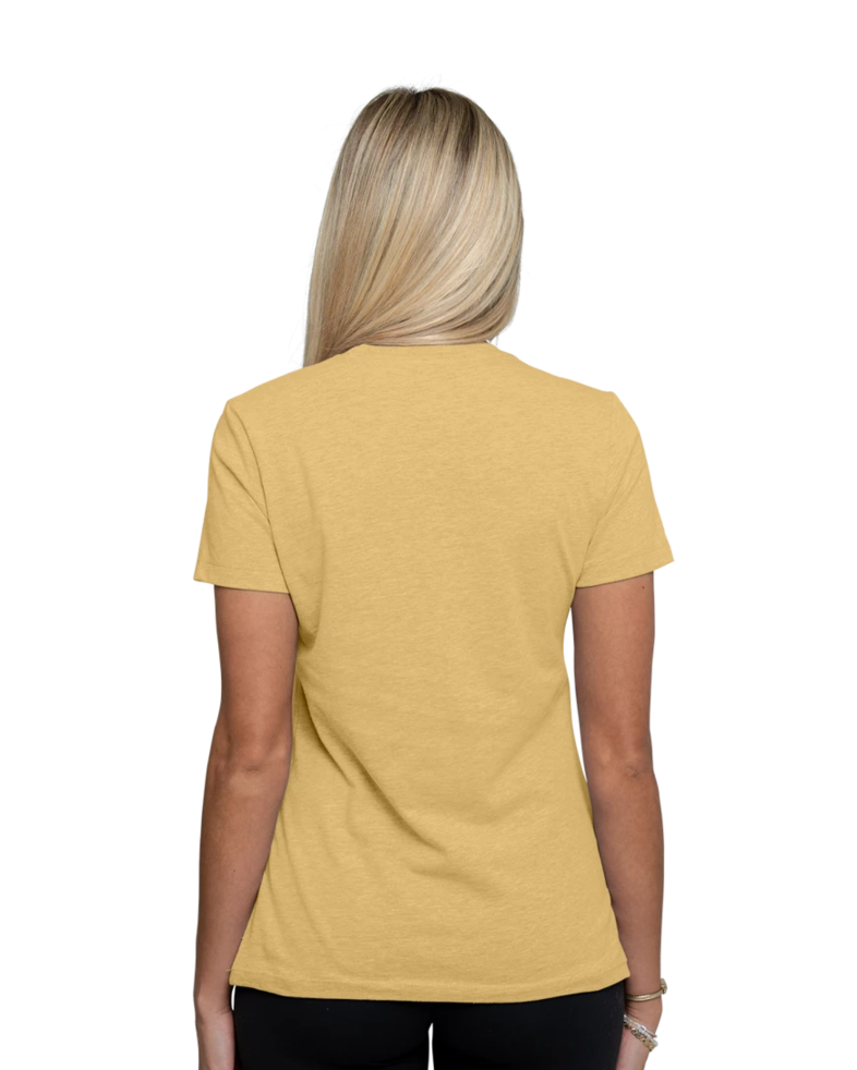 Image of a model wearing a NL3900 Next Level Ladies Boyfriend Tee