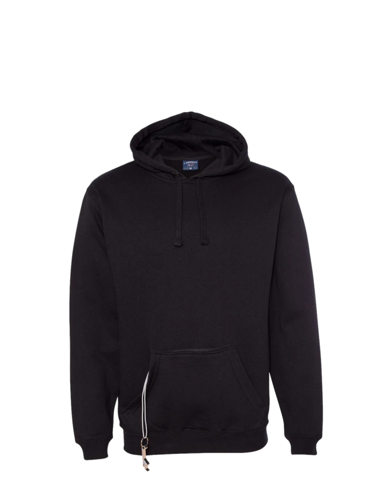 Image of a model wearing a 8815 J. America Tailgate Hooded Sweatshirt