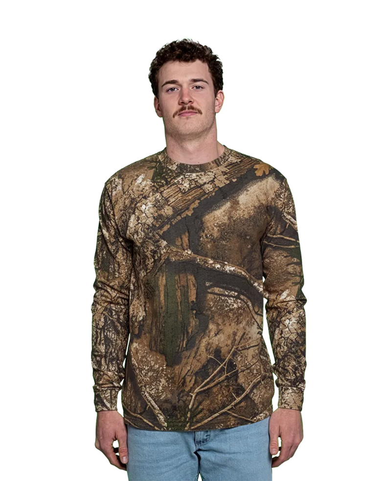 Image of a model wearing a 3981 Code V Realtree Camouflage Long Sleeve T-Shirt