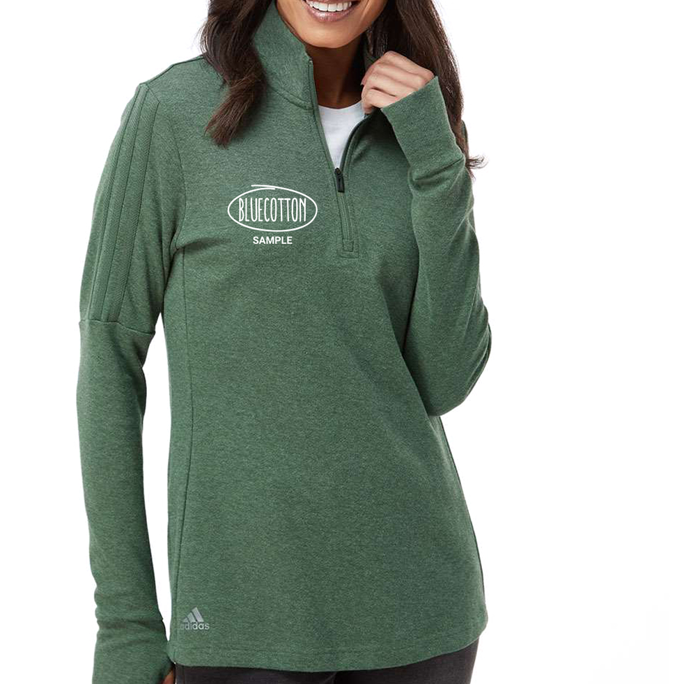 Image of A555 Adidas Women's 3-Stripes Quarter-Zip Sweater