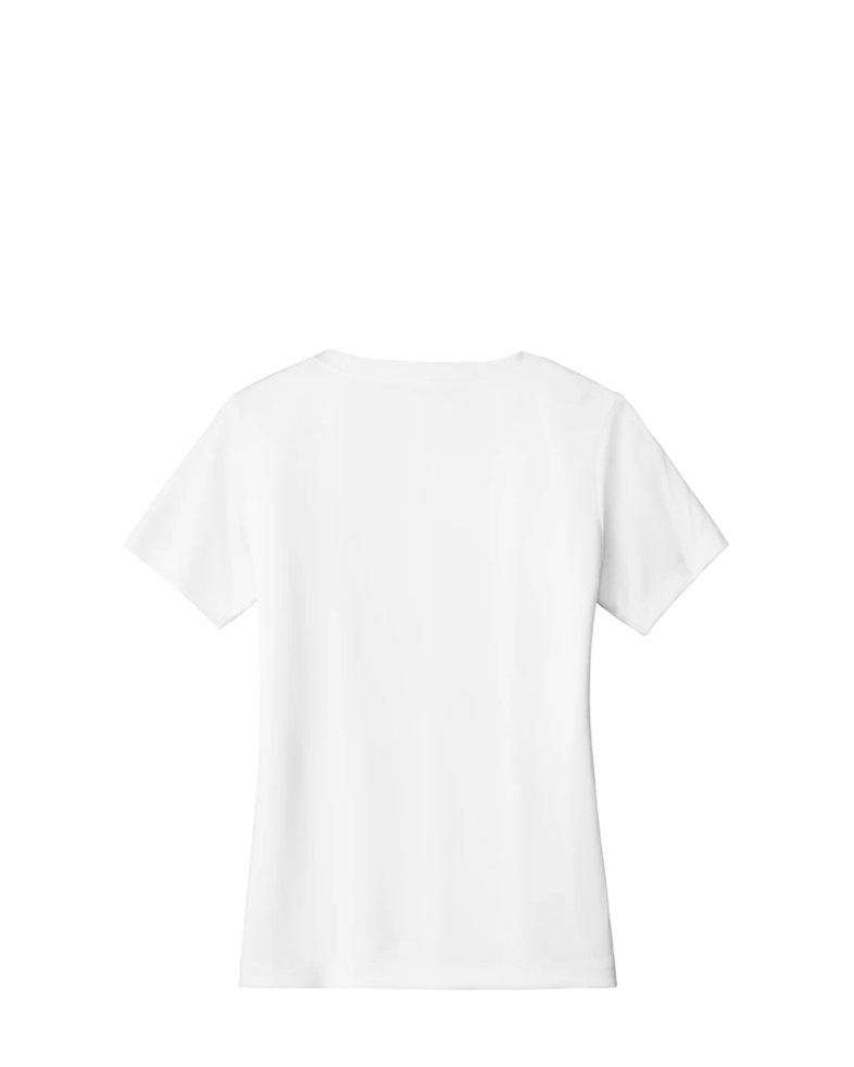 Image of a model wearing a LST353 Sport-Tek Ladies Vneck short sleeve PosiCharge Competitor