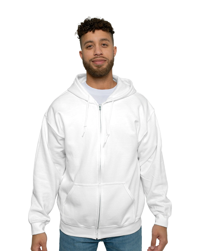 Image of a model wearing a 18600 Gildan Heavy Blend Full Zip Hood
