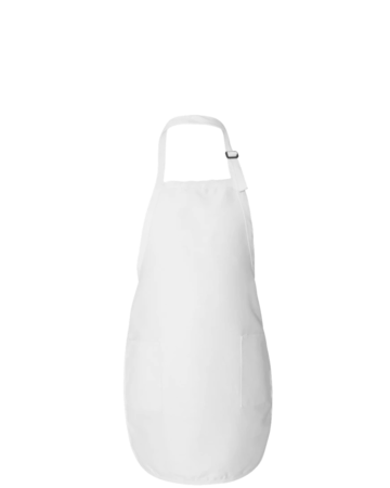 Model wearing a Q4350 Q-Tees Full-Length Apron with Pockets