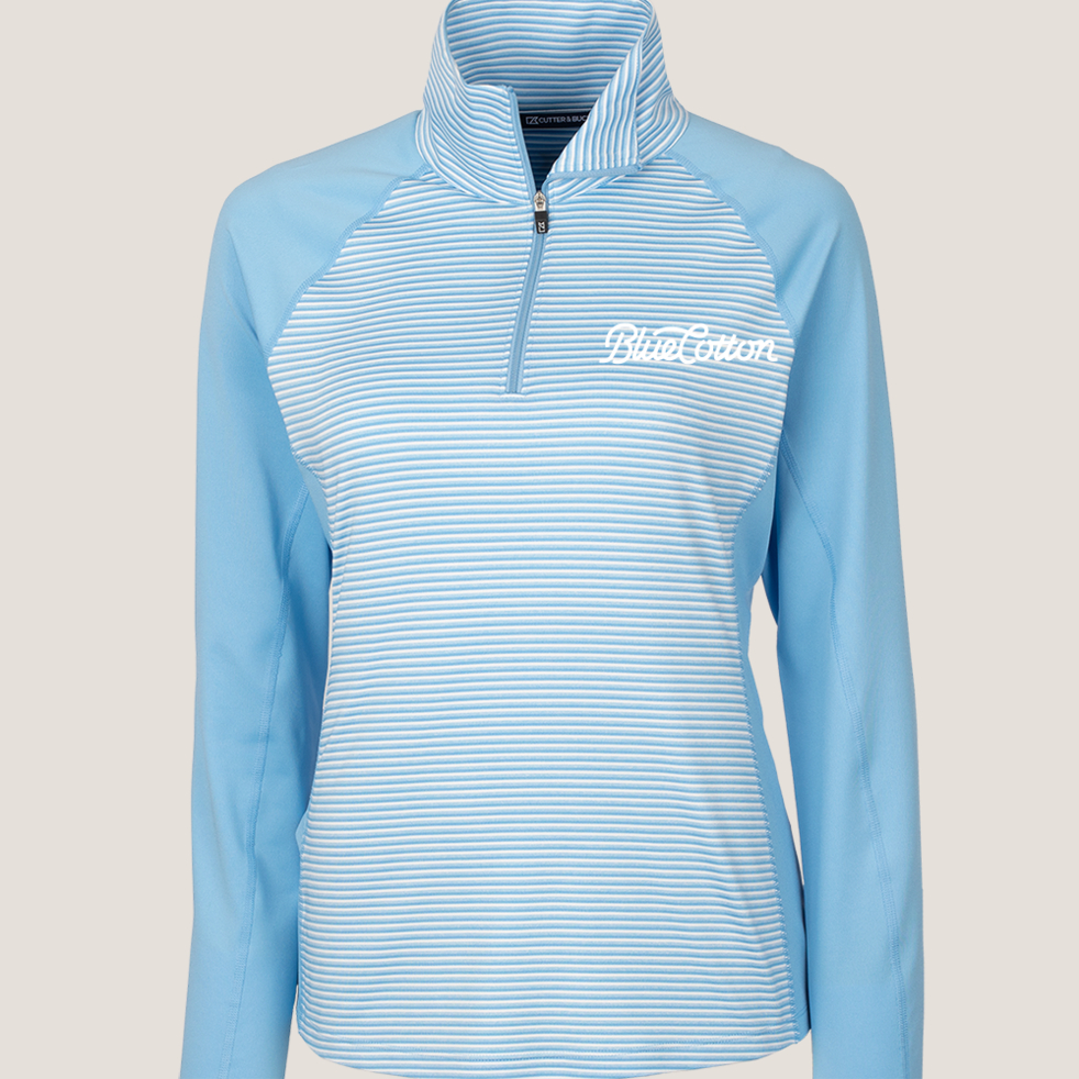 Image of LCK00068 Cutter & Buck Forge Tonal Stripe Stretch Half Zip Womens Top