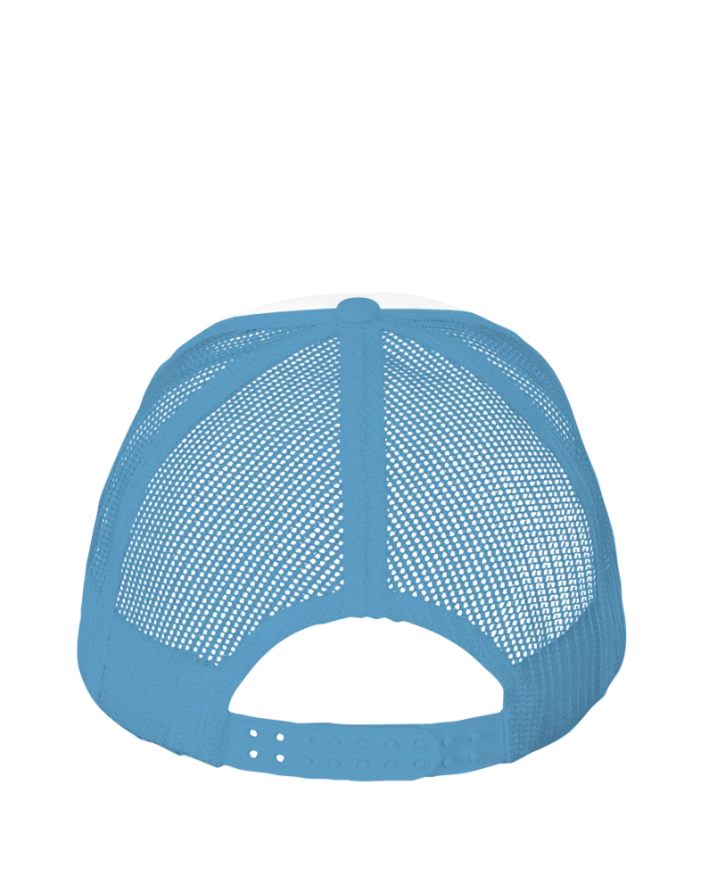 Image of a model wearing a VC700 Valucap Foam Mesh-Back Trucker Cap