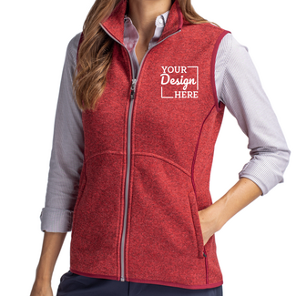 Custom Featured Brands:  LCO00058 Cutter & Buck Mainsail Sweater Knit Womens Full Zip Vest