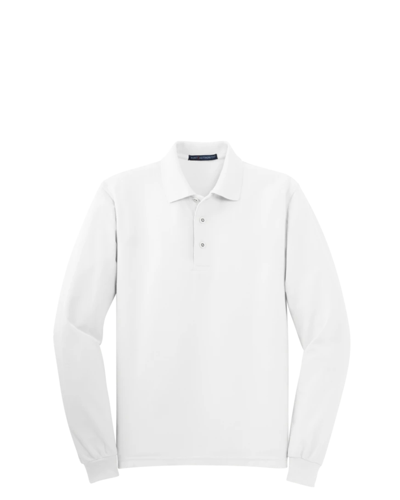 Image of a model wearing a K500LS Port Authority Silk Touch Long Sleeve Polo
