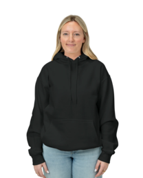 Image of a model wearing PC90H Port & Company Essential Fleece Pullover Hooded Sweatshirt