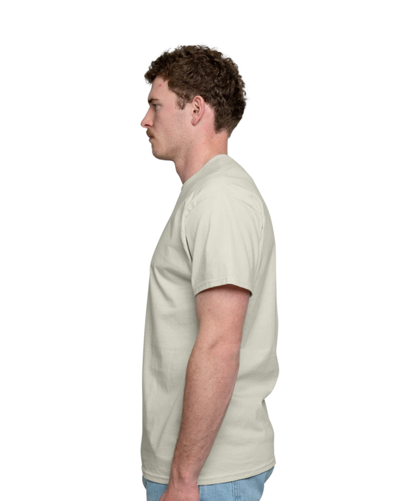 Image of a model wearing a 5250 Hanes Authentic Tagless Tee