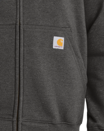 Closeup of a CT100614 Carhartt Rain Defender Paxton Heavyweight Hooded Zip-Front Sweatshirt