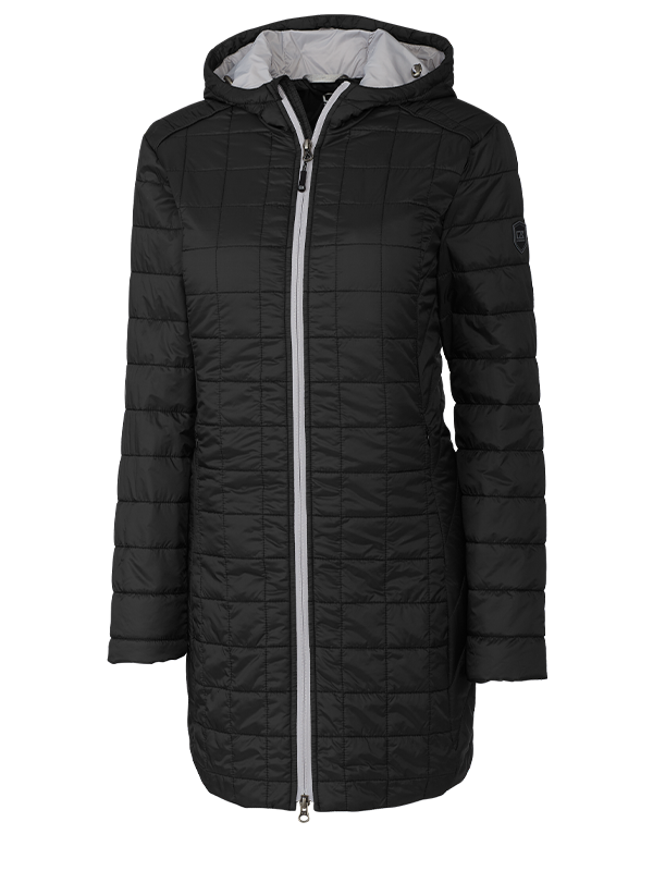 LCO00024 Cutter & Buck Rainier PrimaLoft® Womens Eco Insulated Hooded Long Coat