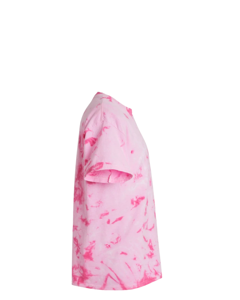 Image of a model wearing a 200AR Tie-Dyed Awareness Ribbon Tee