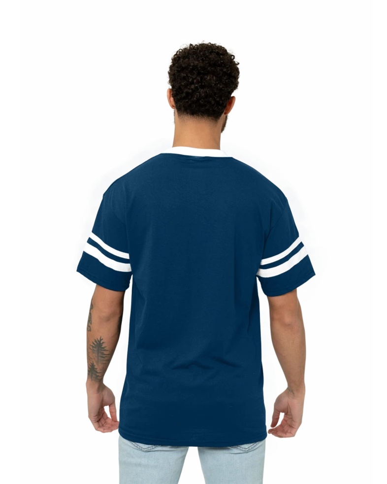 Image of a model wearing a 360 Augusta Double Sleeve Stripe Jersey