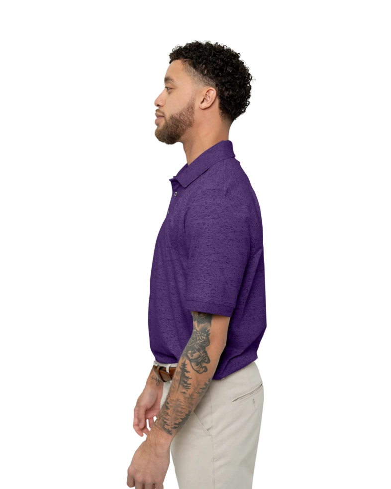 Image of a model wearing a MCK00117 Cutter & Buck Men's Advantage Tri-Blend Space Dye Polo