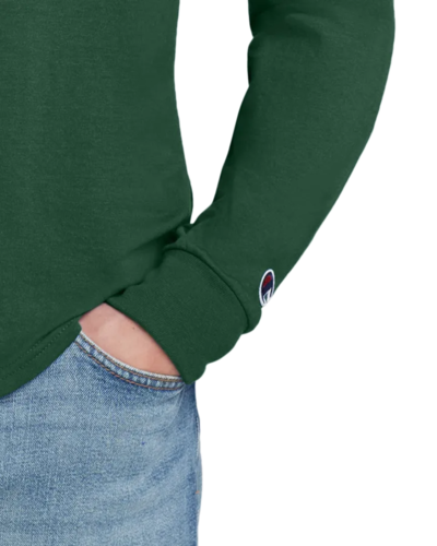 Closeup of a CC8C Champion Heritage 5.2-Oz. Jersey Long Sleeve Tee