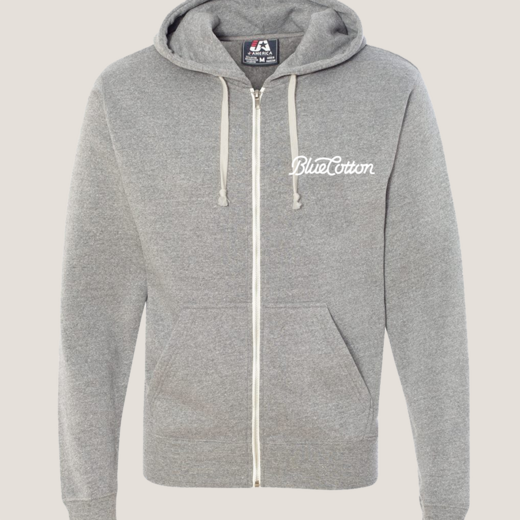 Sample image of 8872 J. America Tri-Blend Hooded Full-Zip Sweatshirt