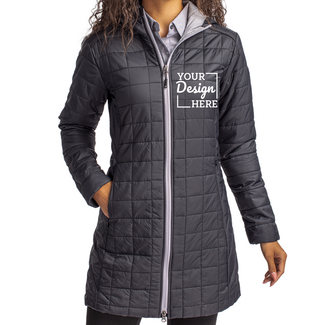 Custom Outerwear:  LCO00024 Cutter & Buck Rainier PrimaLoft® Womens Eco Insulated Hooded Long Coat