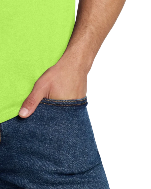 Closeup of a 29M Jerzees Neon and Safety Colors Heavyweight Blend Tee