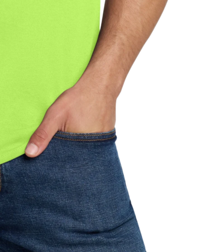 Closeup of a 29M Jerzees Neon and Safety Colors Heavyweight Blend Tee