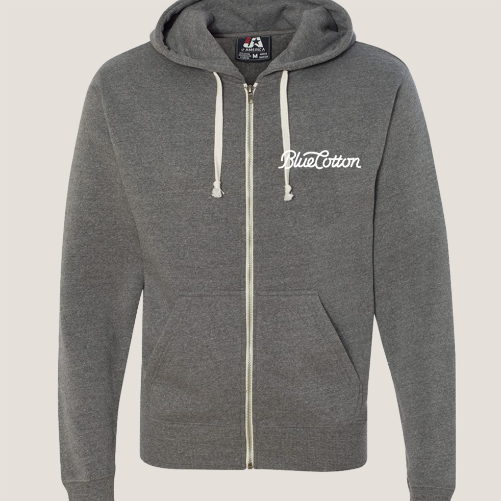 Image of 8872 J. America Tri-Blend Hooded Full-Zip Sweatshirt