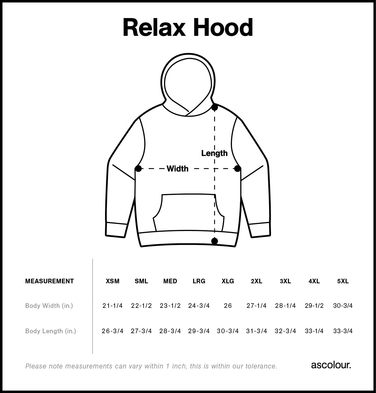 Size chart for a 5161 AS Colour Relax Hood