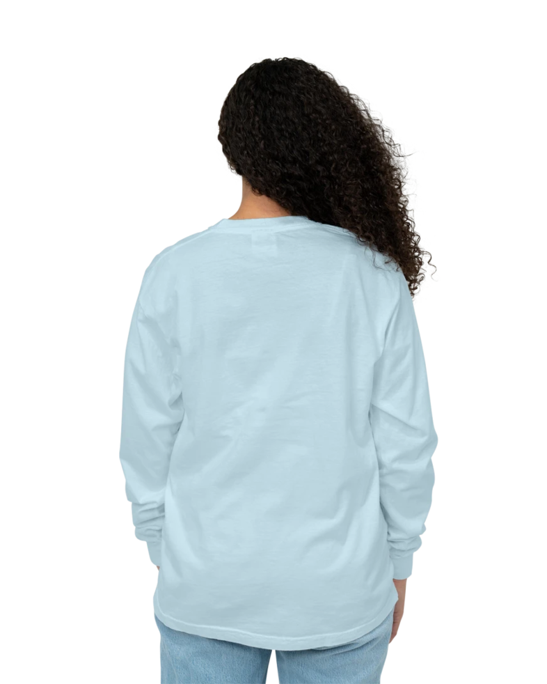 Image of a model wearing a CC4410 Comfort Colors Long Sleeve Pocket T-shirt