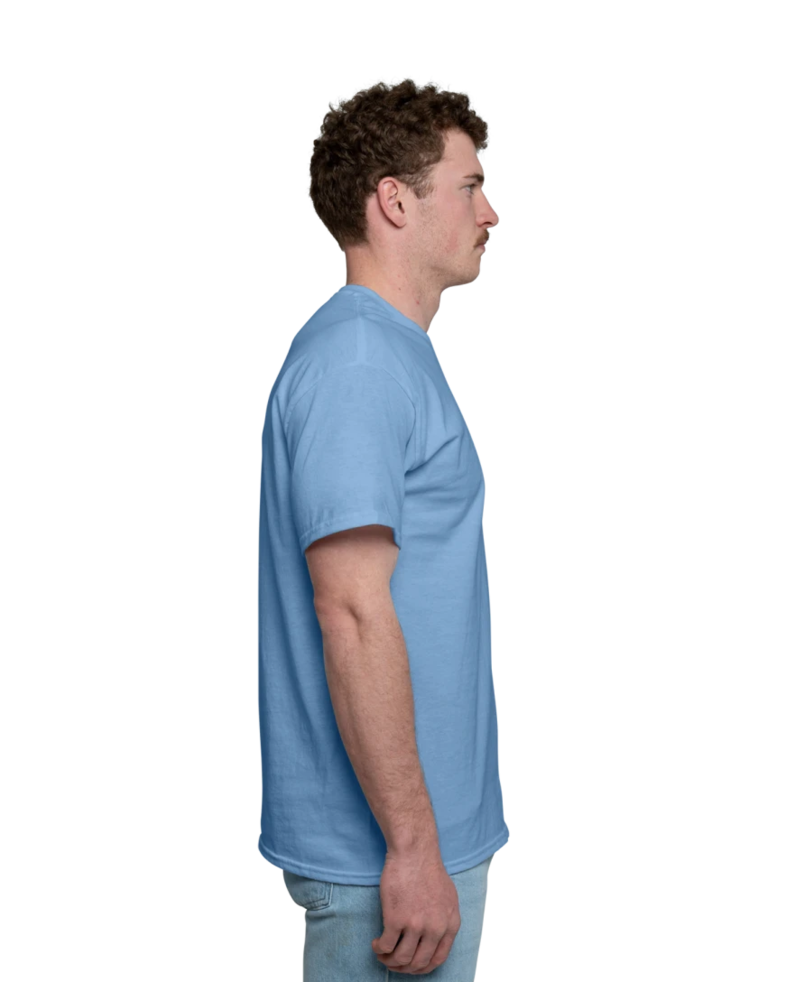Image of a model wearing a 8000 Gildan DryBlend 50/50 Tee