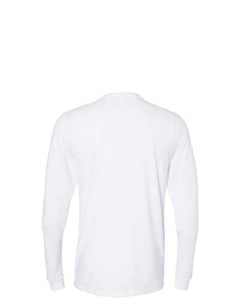 Image of a model wearing a 6411 Next Level Unisex Sueded Long Sleeve T-Shirt