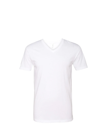 Model wearing a Next Level 6240 Fitted CVC V-Neck T-Shirt