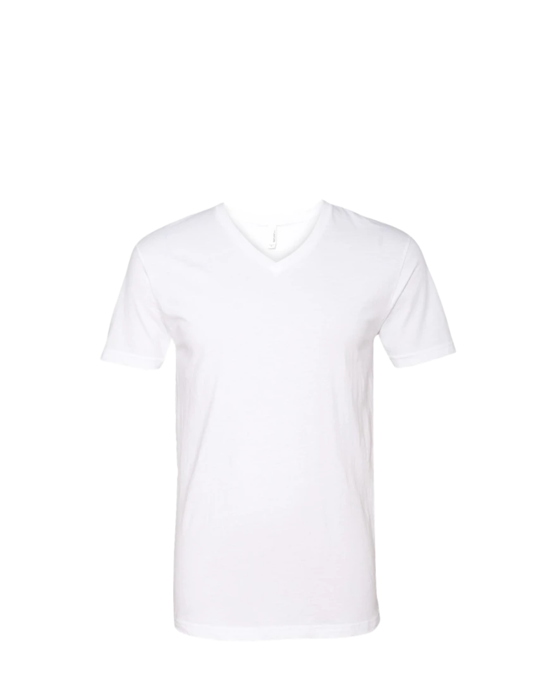 Image of a model wearing a Next Level 6240 Fitted CVC V-Neck T-Shirt