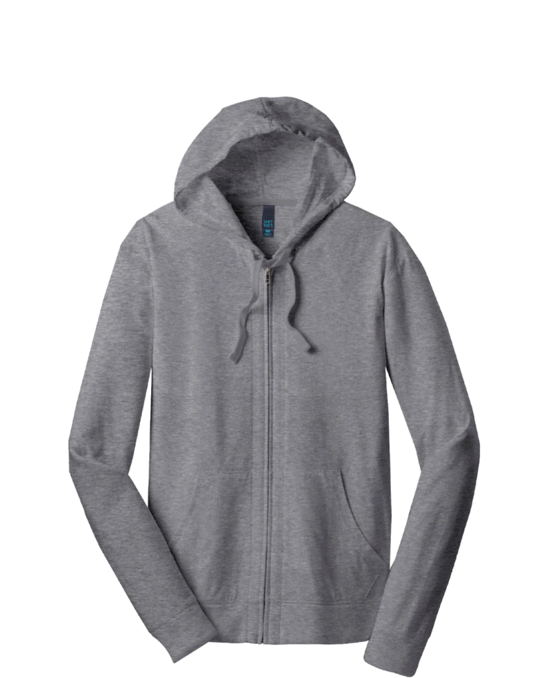 Image of a model wearing a DT1100 District Young Mens Jersey Full-Zip T-shirt Hoodie