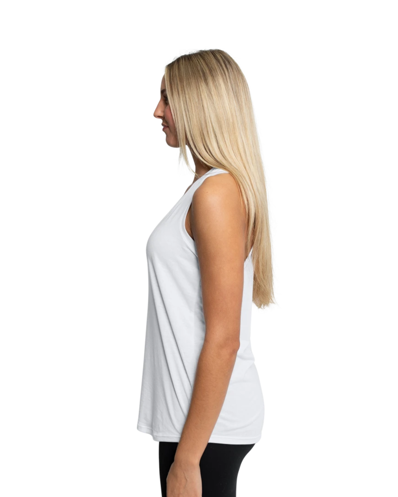 Image of a model wearing a DM138L District Ladies Perfect Tri-Blend Racerback Tank