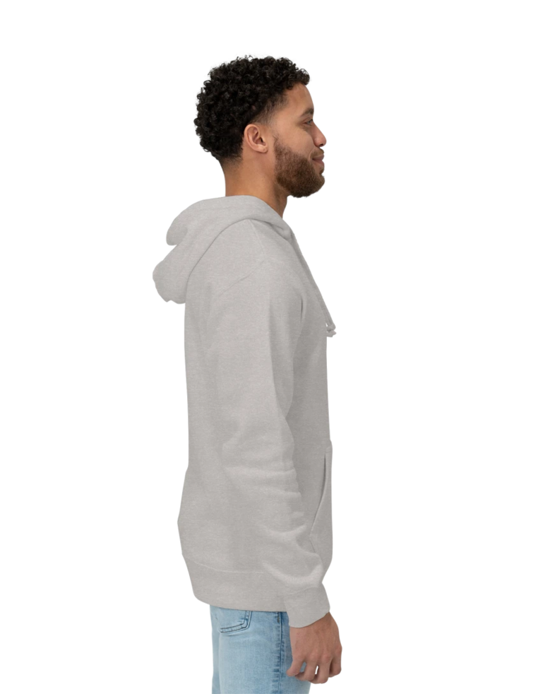 Image of a model wearing a 8871 J. America Tri-Blend Hooded Pullover Sweatshirt