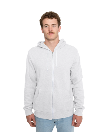 Model wearing a 3739 Bella + Canvas Unisex Sponge Fleece Full-Zip Hoodie