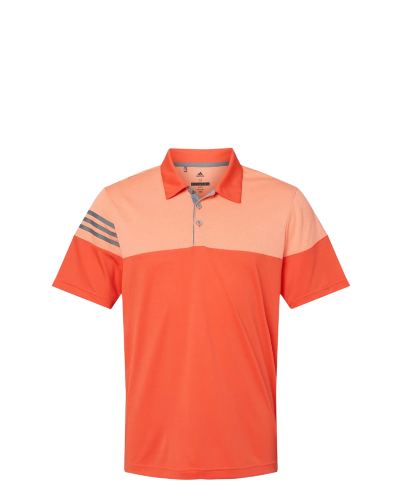 Image of a model wearing a A213 Adidas Heathered 3-Stripes Colorblocked Polo