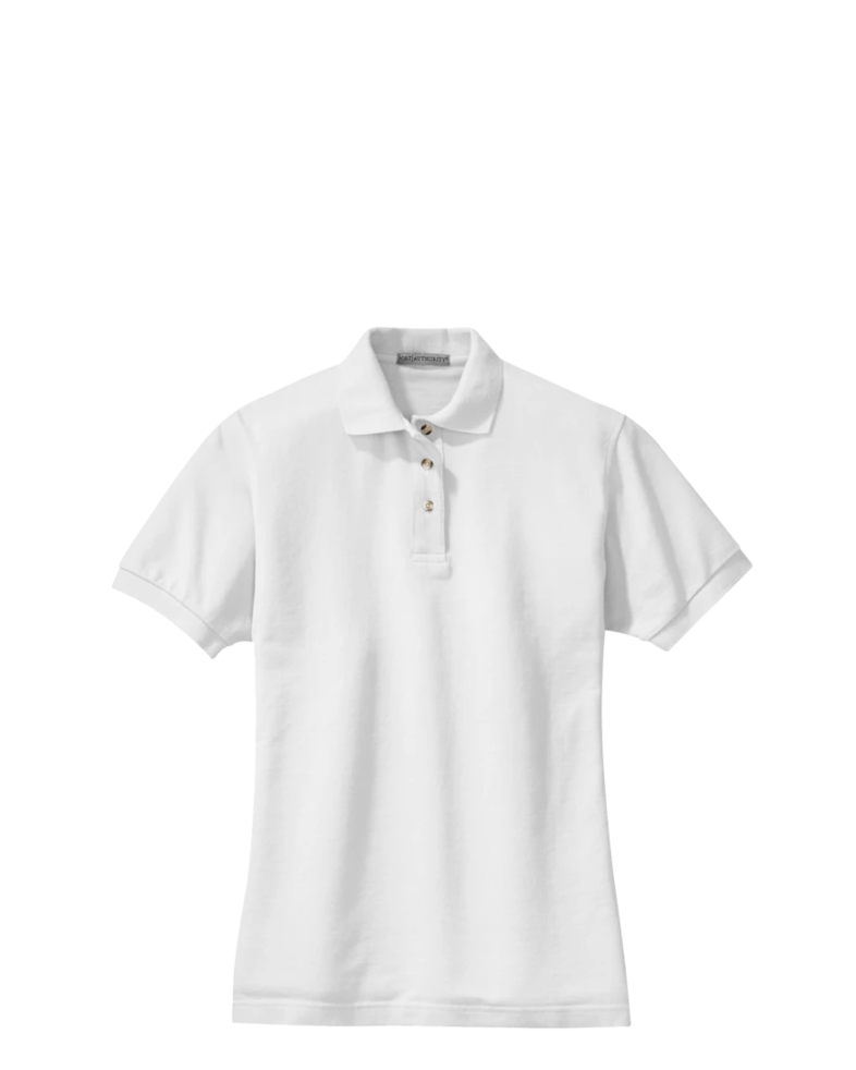 Image of a model wearing a L420 Port Authority Pique Knit Ladies Sport Shirt