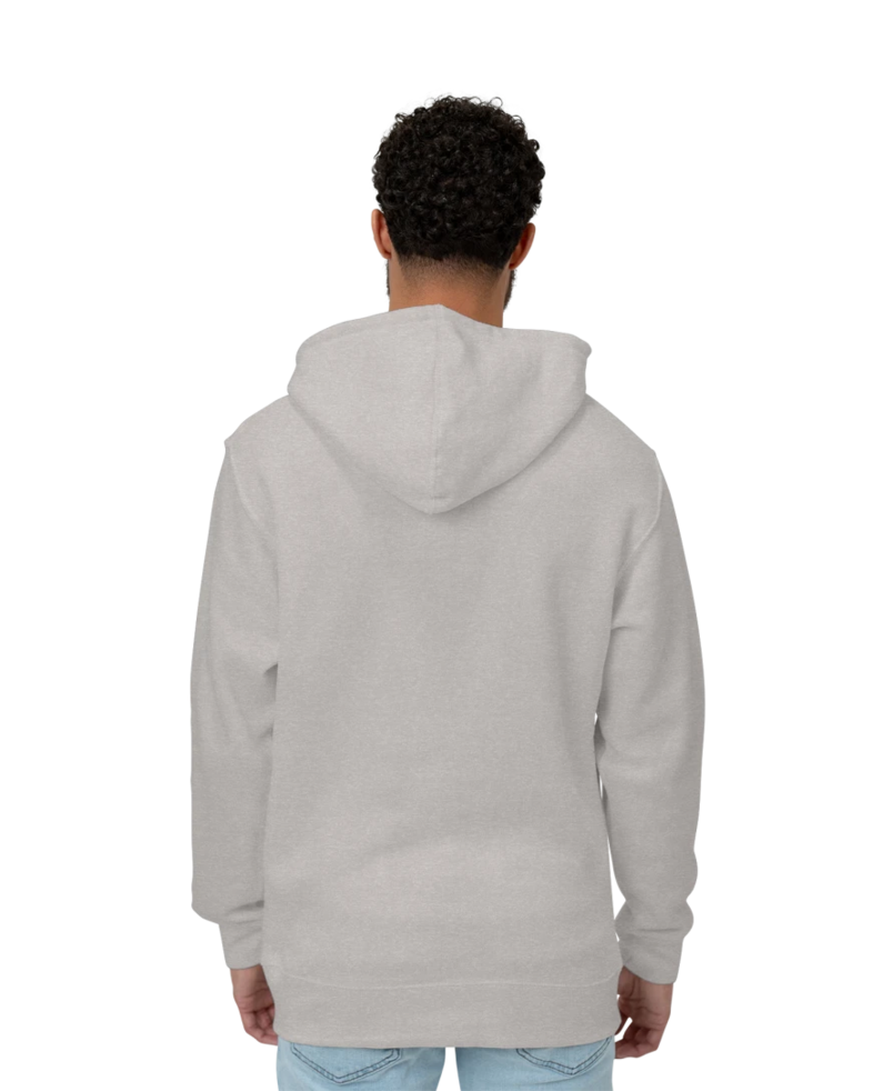 Image of a model wearing a 8871 J. America Tri-Blend Hooded Pullover Sweatshirt