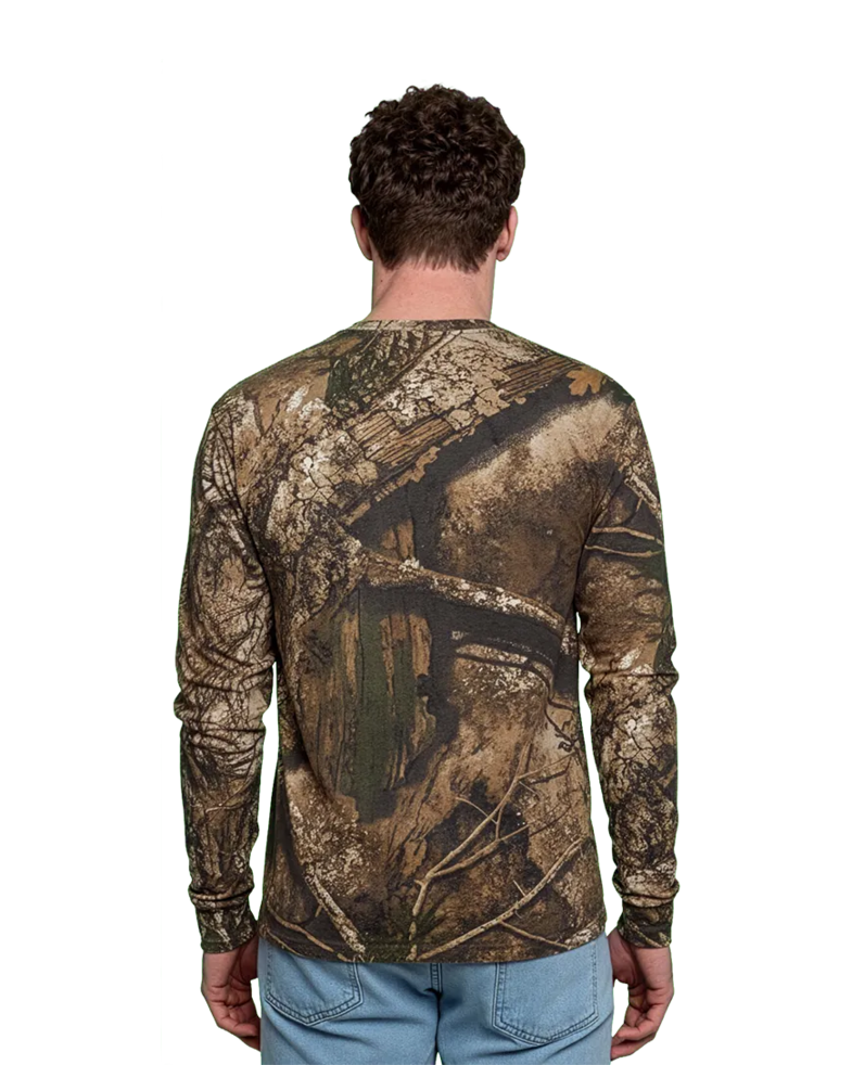 Image of a model wearing a 3981 Code V Realtree Camouflage Long Sleeve T-Shirt