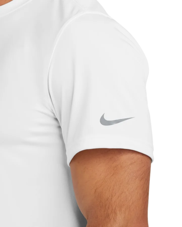 Closeup of a NKDX8730 Nike Swoosh Sleeve rLegend Tee