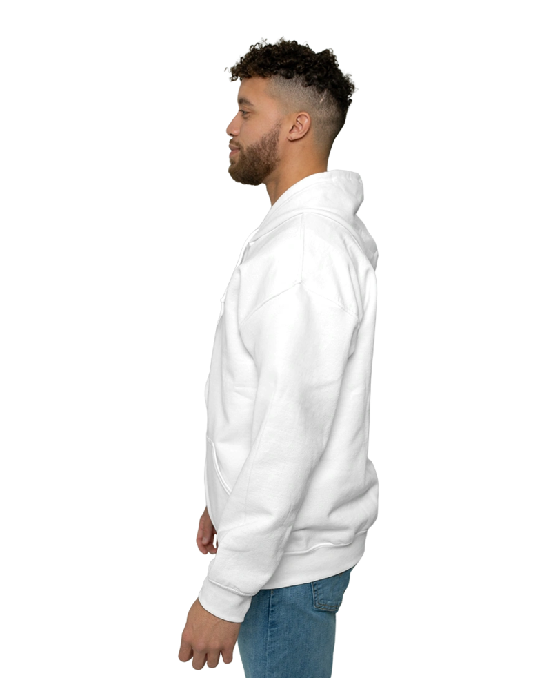 Image of a model wearing a 18600 Gildan Heavy Blend Full Zip Hood