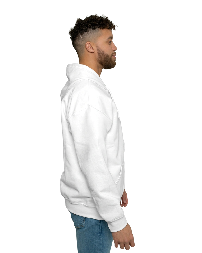 Image of a model wearing a 18600 Gildan Heavy Blend Full Zip Hood