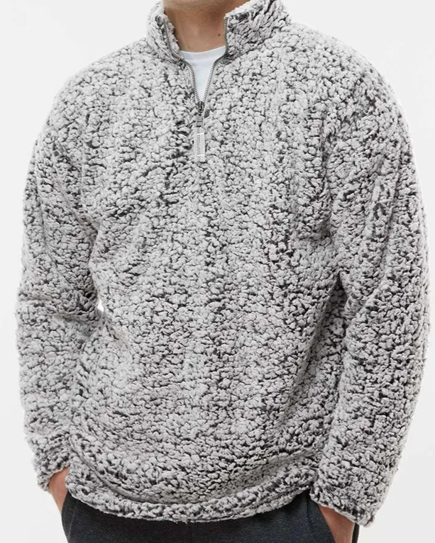 Closeup of a 8454 J. America Sherpa Quarter-Zip Pullover
