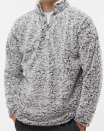 Closeup of a 8454 J. America Sherpa Quarter-Zip Pullover