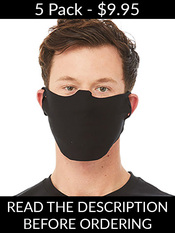Blank Face Masks:  BST323 Black Mask 5-Pack