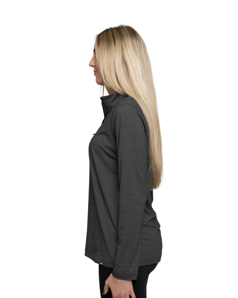 Image of a model wearing a TM1WW003 TravisMathew Ladies Crestview 1/4-Zip